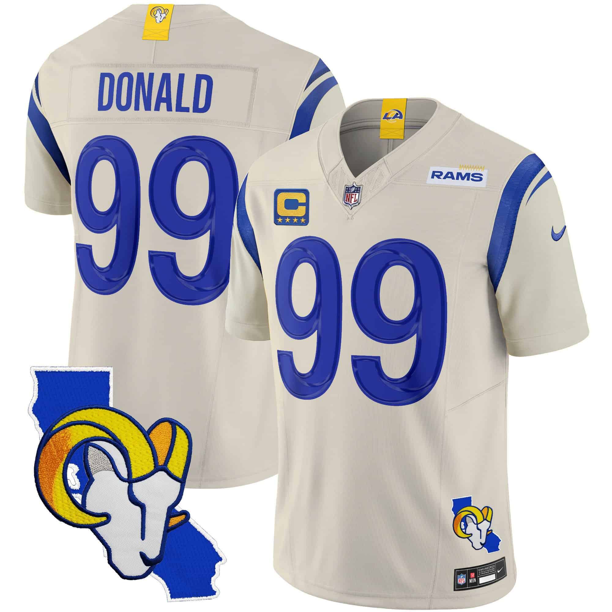 Men Los Angeles Rams #99 Donald Grey 2024 Nike California Patch Vapor Limited NFL Jersey
